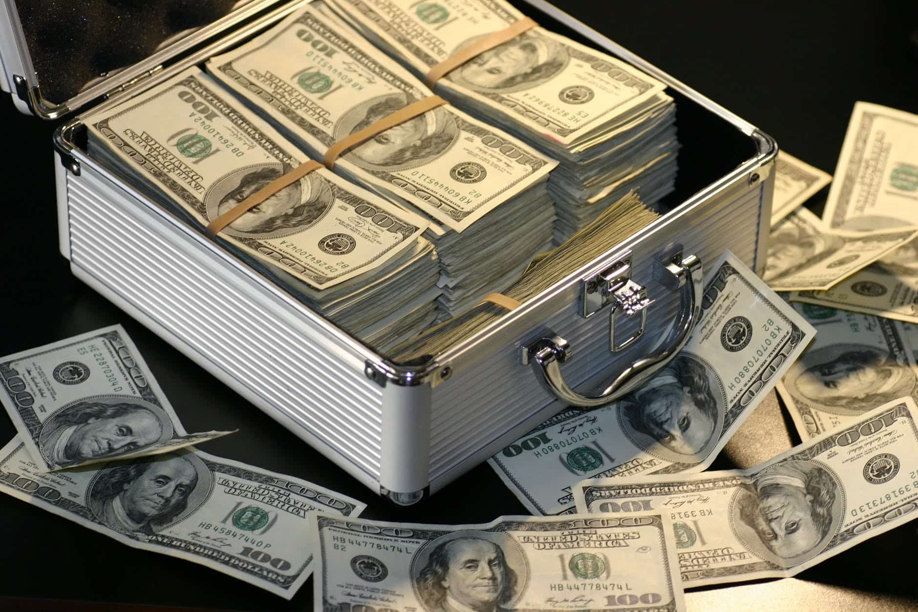 Case full of $100 bills