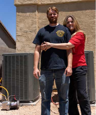 Mesa Officer Sean Stoddard and his wife Rebecca Receive Free Trane AC System