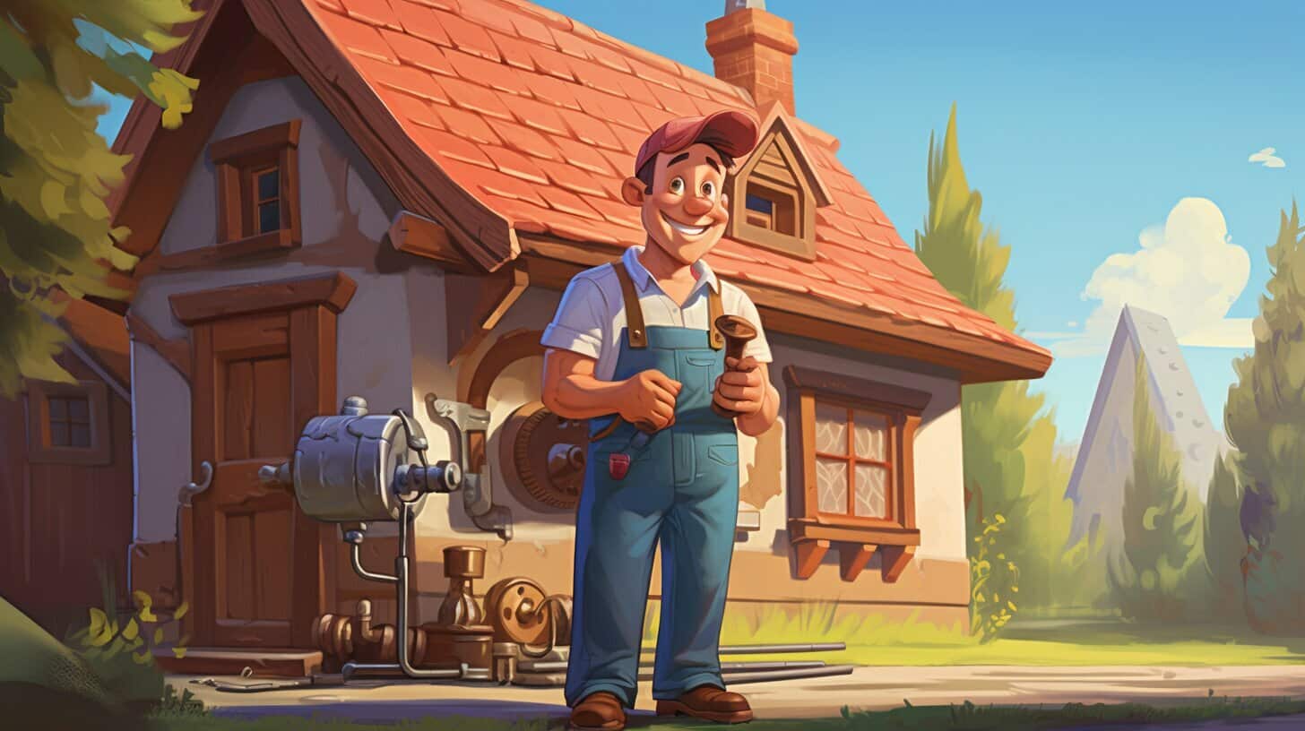 Cartoon image of professional plumber